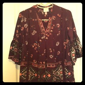 Maroon native flower blouse